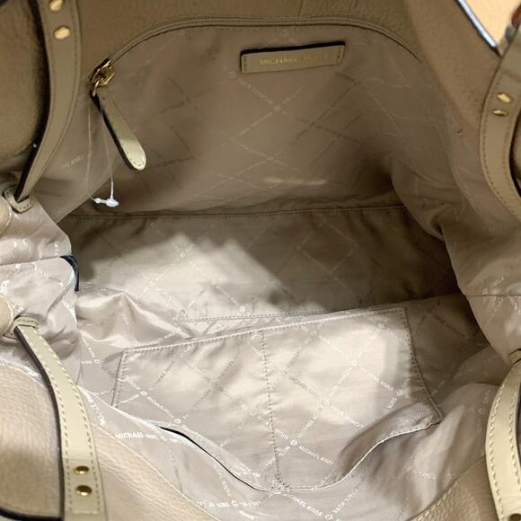 MICHAEL KORS Spacious Large BISQUE Beige Pebbled Leather LENOX Shoulder Tote - Picture 12 of 16